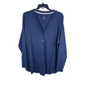 Isaac Mizrahi Live Essentials 3X Navy Button Front Cardigan 100% Pima Cotton